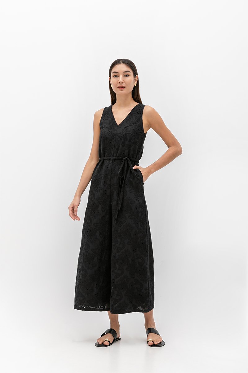 KASSI EMBROIDERED JUMPSUIT W SASH