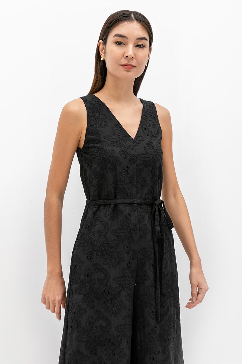 KASSI EMBROIDERED JUMPSUIT W SASH