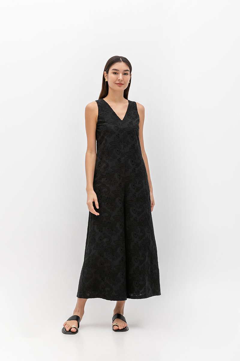 KASSI EMBROIDERED JUMPSUIT W SASH