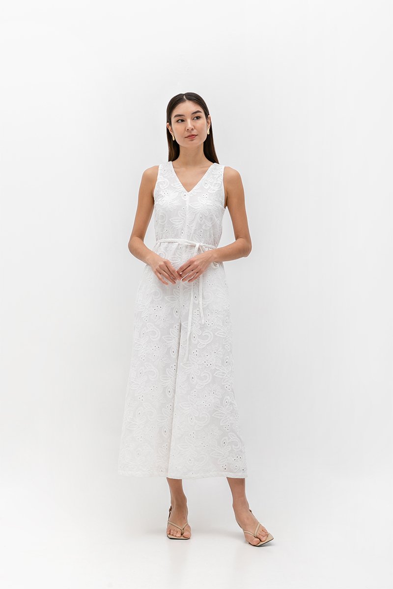 KASSI EMBROIDERED JUMPSUIT W SASH