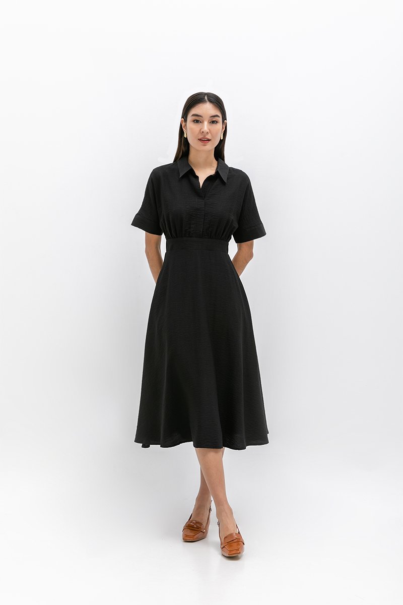 CAITLYN SHIRT RUCHED MIDI DRESS