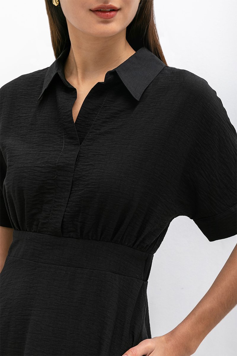 CAITLYN SHIRT RUCHED MIDI DRESS