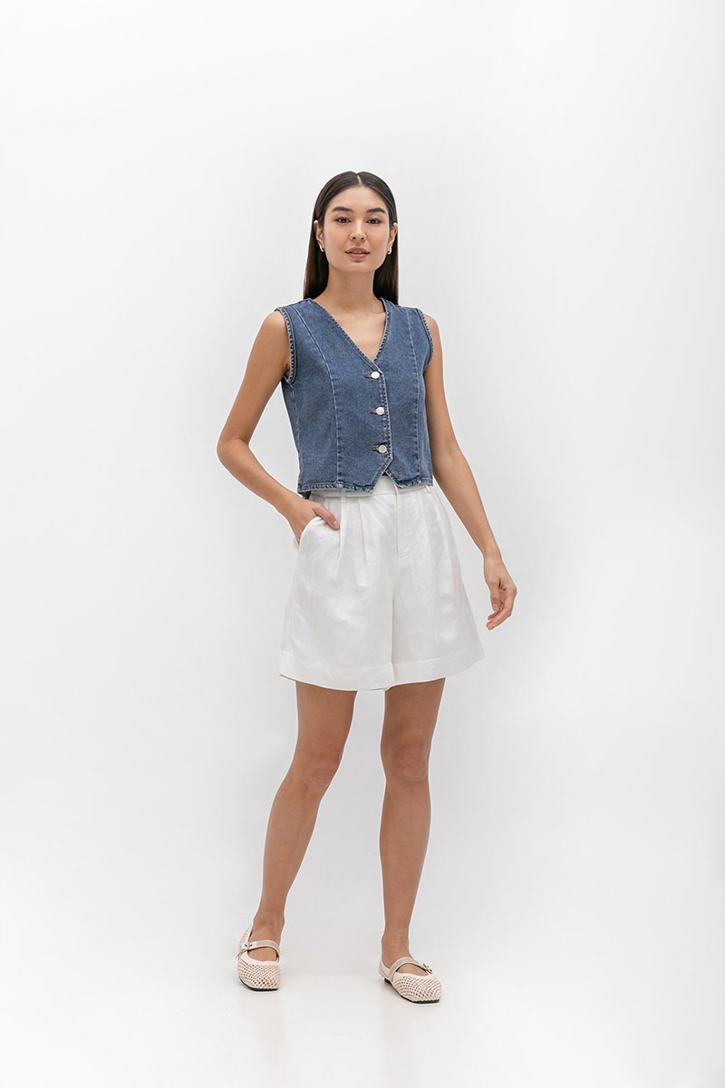 DANNI PLEATED LINEN SHORTS