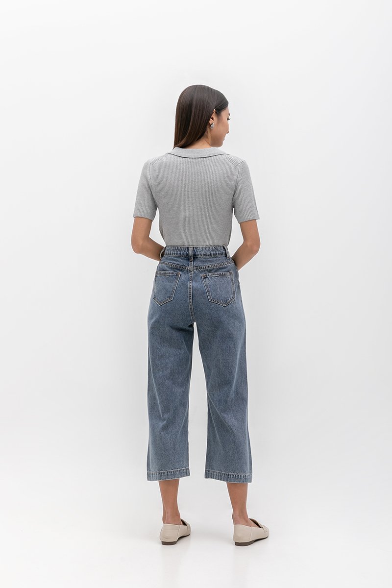 WESLEY PLEATED STRAIGHT LEG DENIM JEANS (PETITE)