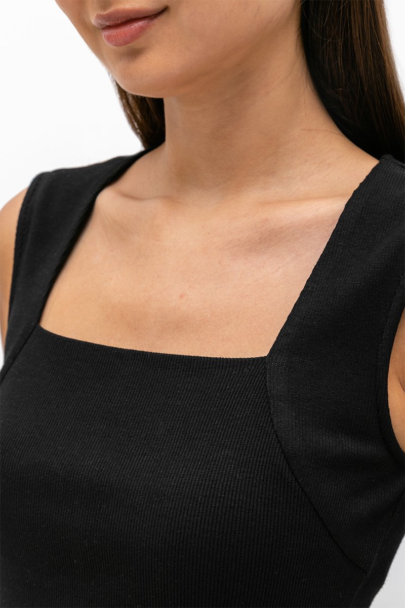 LYARA RIBBED SQUARE NECK TANK DRESS