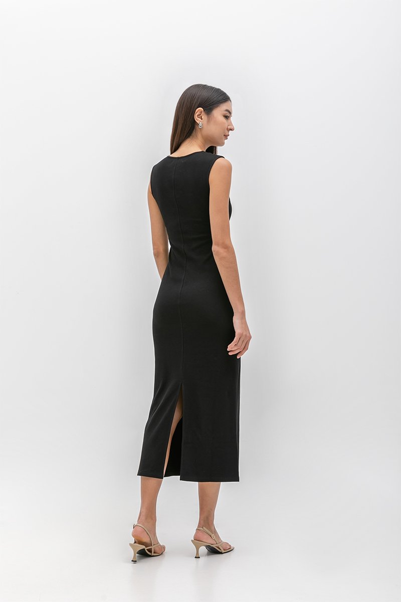 LYARA RIBBED SQUARE NECK TANK DRESS