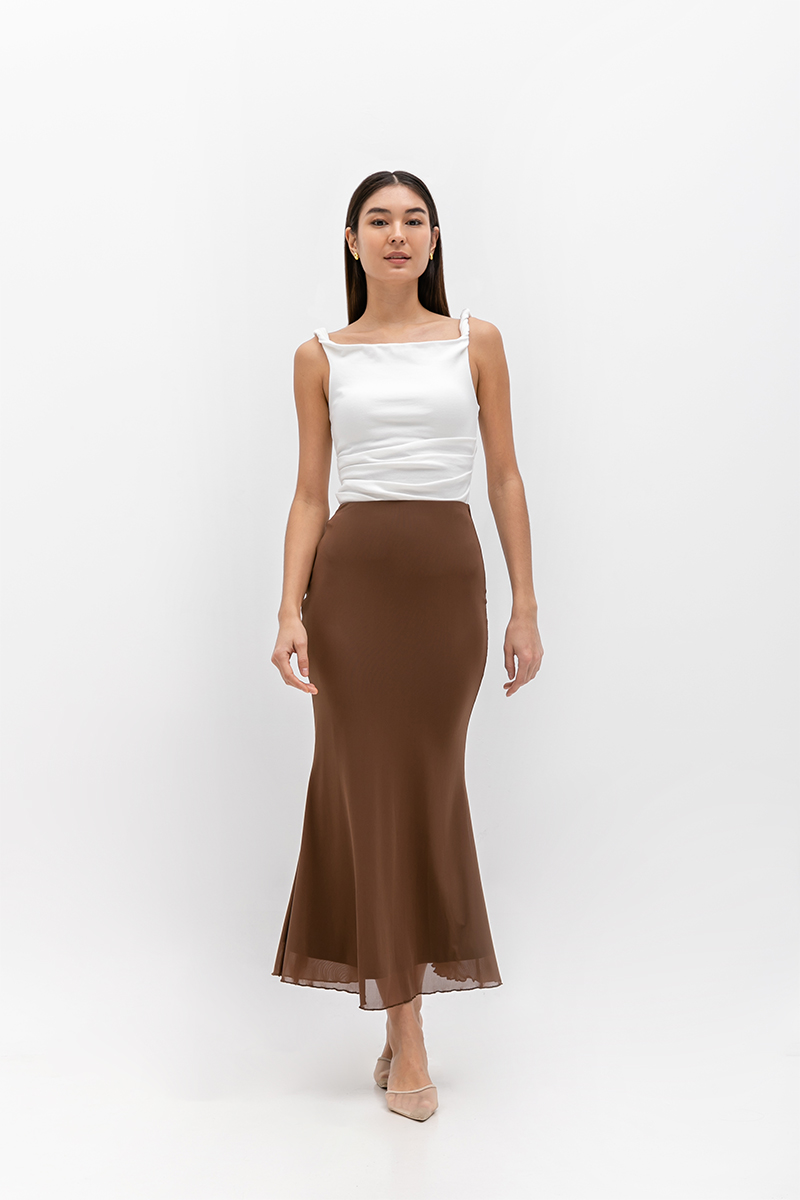 MARA FISHTAIL MAXI MESH SKIRT