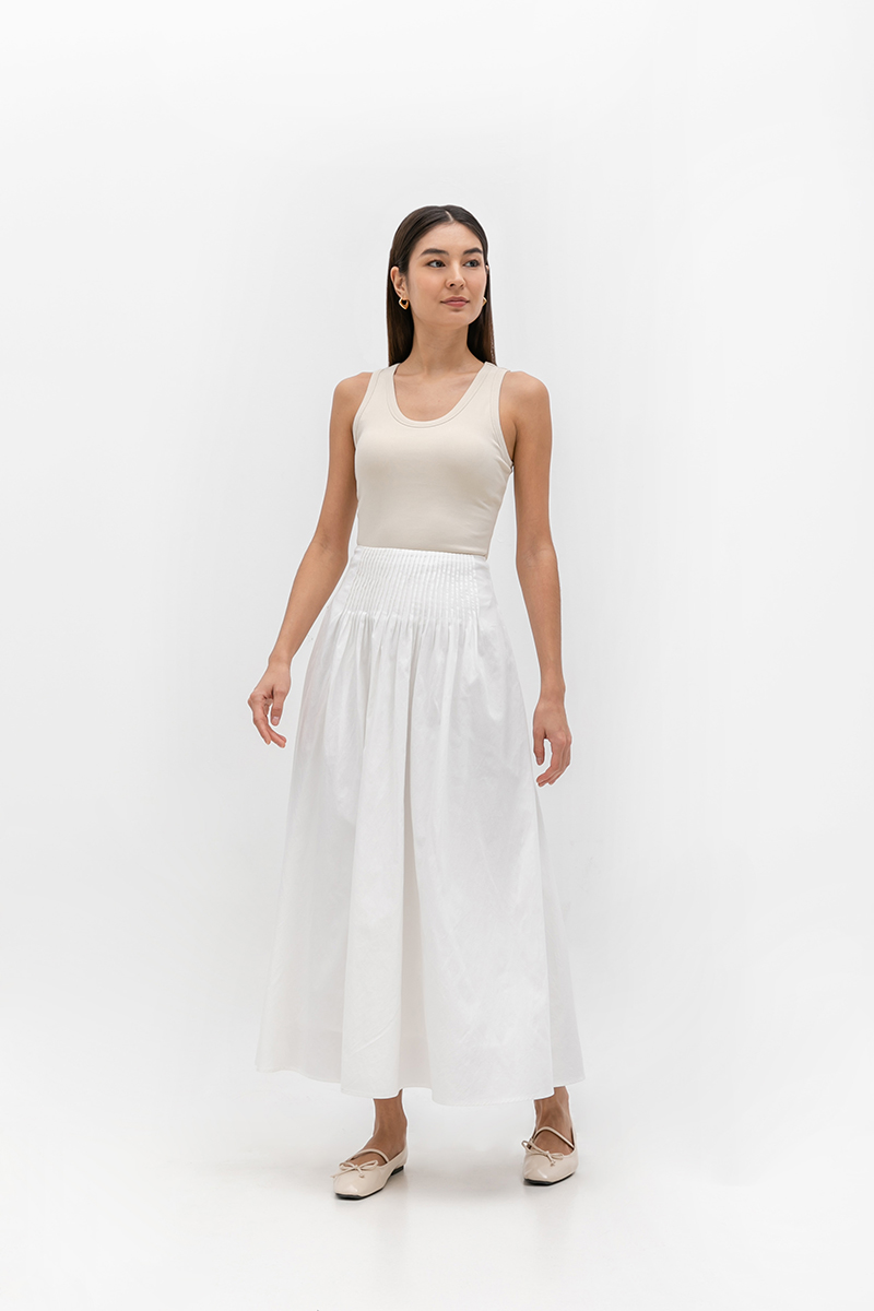 HANNAH PIN TUCK MIDI SKIRT