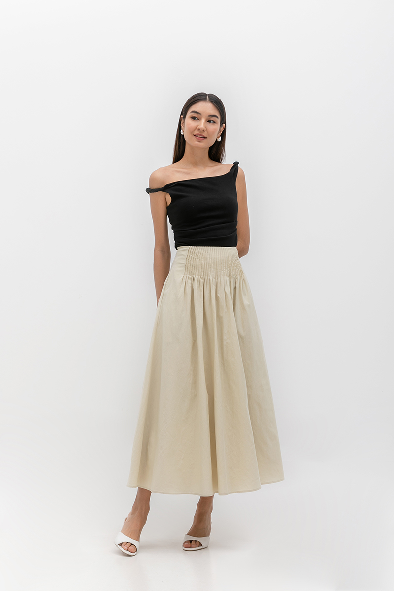 *BACKORDER 2* HANNAH PIN TUCK MIDI SKIRT