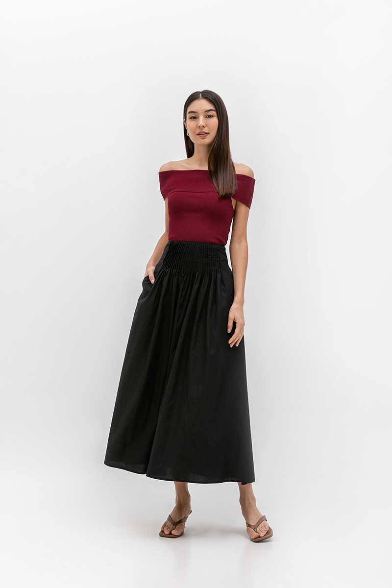 HANNAH PIN TUCK MIDI SKIRT