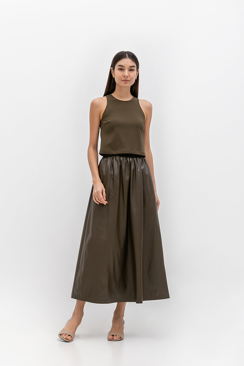 MISSHA FLARE LEATHER SKIRT