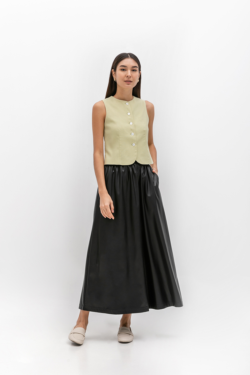 MISSHA FLARE LEATHER SKIRT