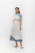 REVERIE PRINTED LINEN MIDI DRESS