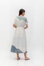 REVERIE PRINTED LINEN MIDI DRESS
