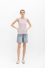 REYNA PLEATED KNIT SLEEVELESS TOP