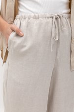 DIONNE DRAWSTRING WIDE LEG LINEN PANTS
