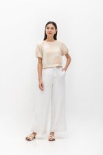 DIONNE DRAWSTRING WIDE LEG LINEN PANTS