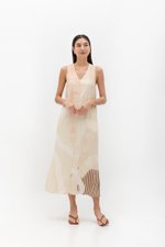 CASCADIA PRINTED BACK TWIST LINEN DRESS