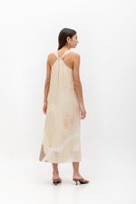 CASCADIA PRINTED BACK TWIST LINEN DRESS