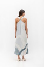 CASCADIA PRINTED BACK TWIST LINEN DRESS