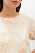 SOLEIL PRINTED PUFF SLEEVE LINEN TOP