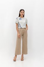 SOLEIL PRINTED PUFF SLEEVE LINEN TOP