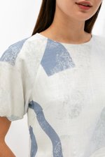 SOLEIL PRINTED PUFF SLEEVE LINEN TOP
