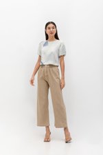 SOLEIL PRINTED PUFF SLEEVE LINEN TOP