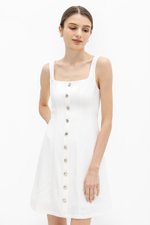JANAE SILVER BUTTONDOWN DRESS
