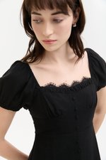 CELESTIAL LACE TRIM PUFF SLEEVE DRESS CELESTIAL LACE TRIM PUFF SLEEVE DRESS