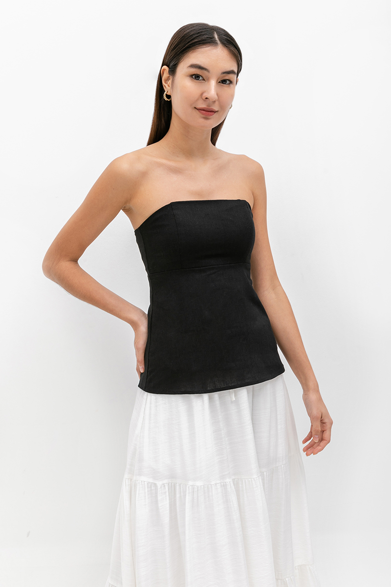 QUENTIN PADDED PEPLUM TUBE TOP