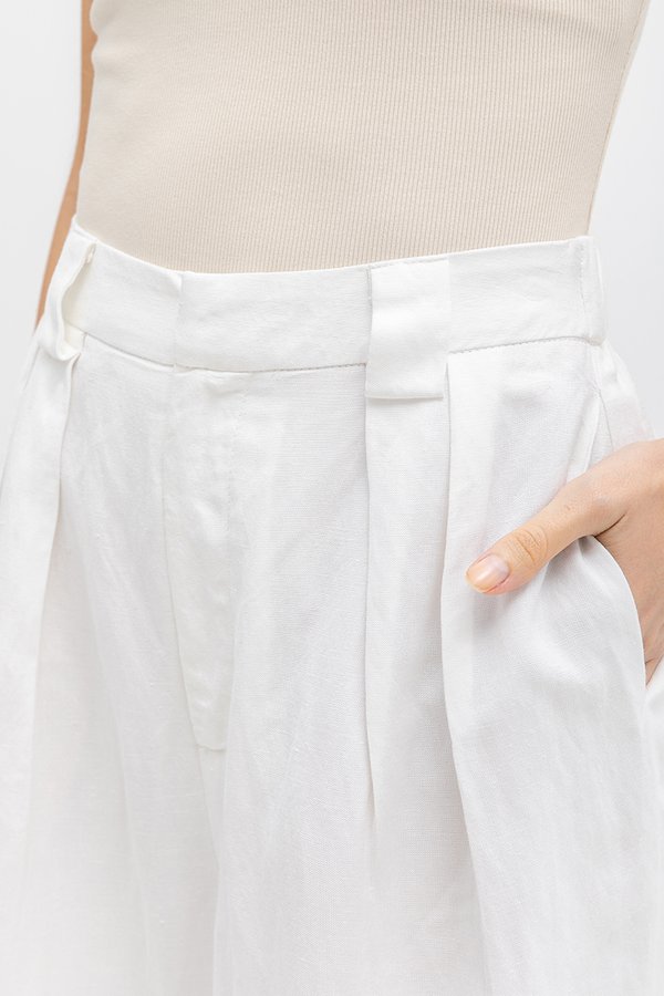 TANYA PLEATED WIDE LEG LINEN PANTS (REGULAR)