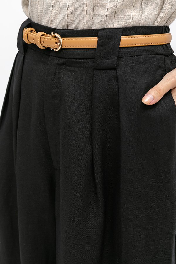 TANYA PLEATED WIDE LEG LINEN PANTS (REGULAR)
