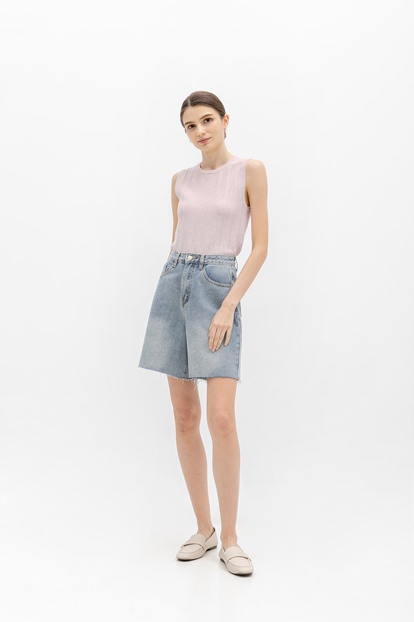 REYNA PLEATED KNIT SLEEVELESS TOP