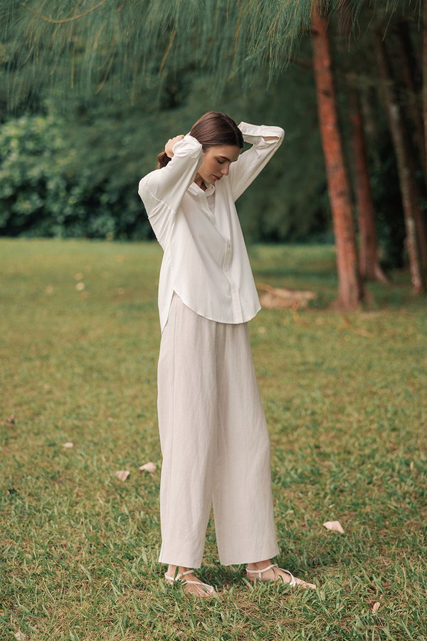 *BACKORDER 2* DIONNE DRAWSTRING WIDE LEG LINEN PANTS