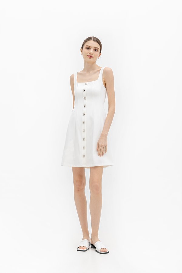 JANAE SILVER BUTTONDOWN DRESS