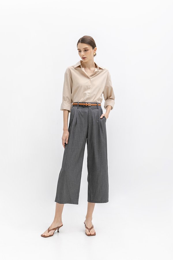 ANISTON PIN STRIPE TAPERED TAILORED PANTS (PETITE)