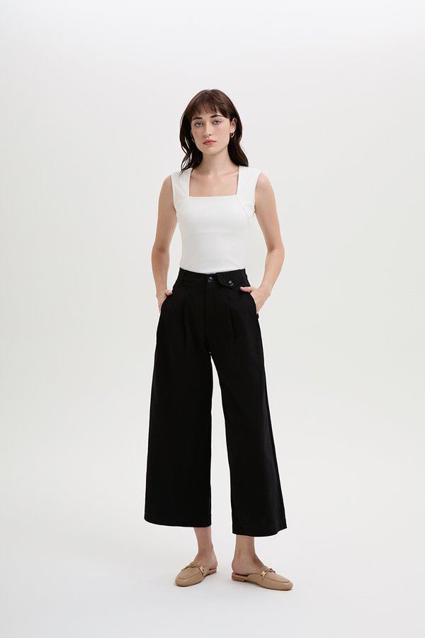 CLAYTON PLEATED BELTED TWILL PANTS