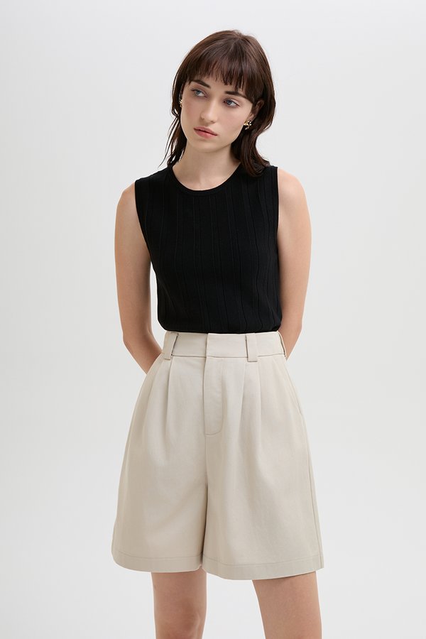 VIVIENNE PLEATED TWILL LONG SHORTS VIVIENNE PLEATED TWILL LONG SHORTS