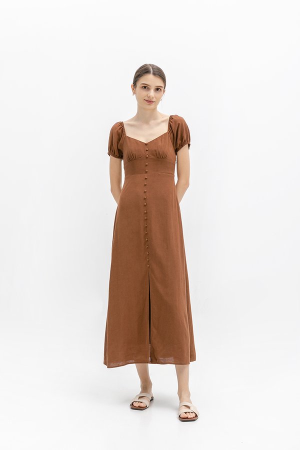 AUGUSTINE SWEETHEART BUTTONDOWN LINEN DRESS
