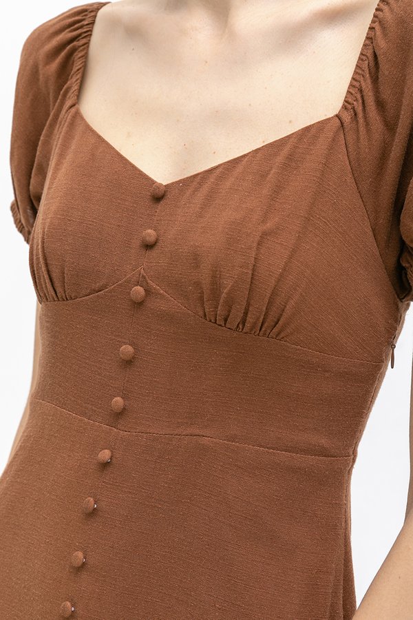 AUGUSTINE SWEETHEART BUTTONDOWN LINEN DRESS
