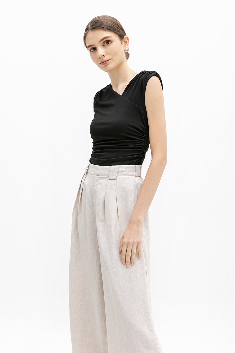 *BACKORDER* TANYA PLEATED WIDE LEG LINEN PANTS