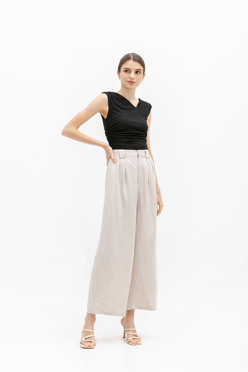 *BACKORDER* TANYA PLEATED WIDE LEG LINEN PANTS