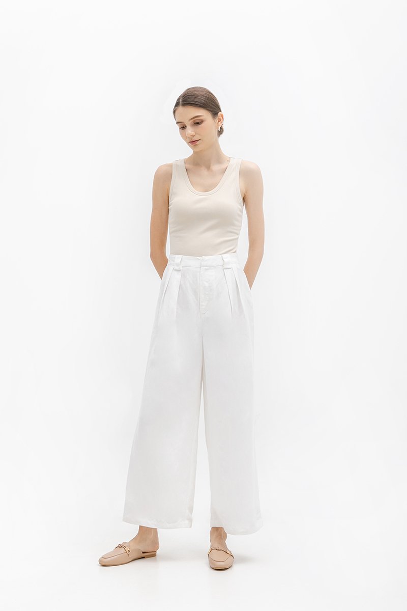 *BACKORDER* TANYA PLEATED WIDE LEG LINEN PANTS