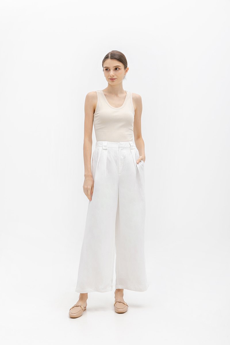 *BACKORDER* TANYA PLEATED WIDE LEG LINEN PANTS