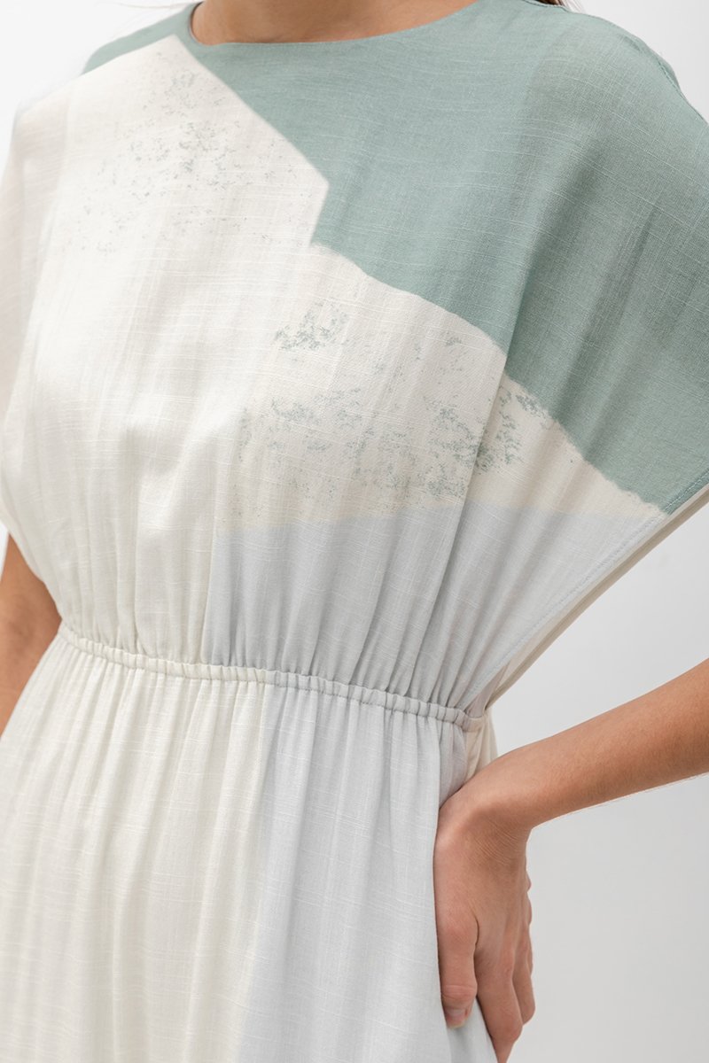 REVERIE PRINTED LINEN MIDI DRESS
