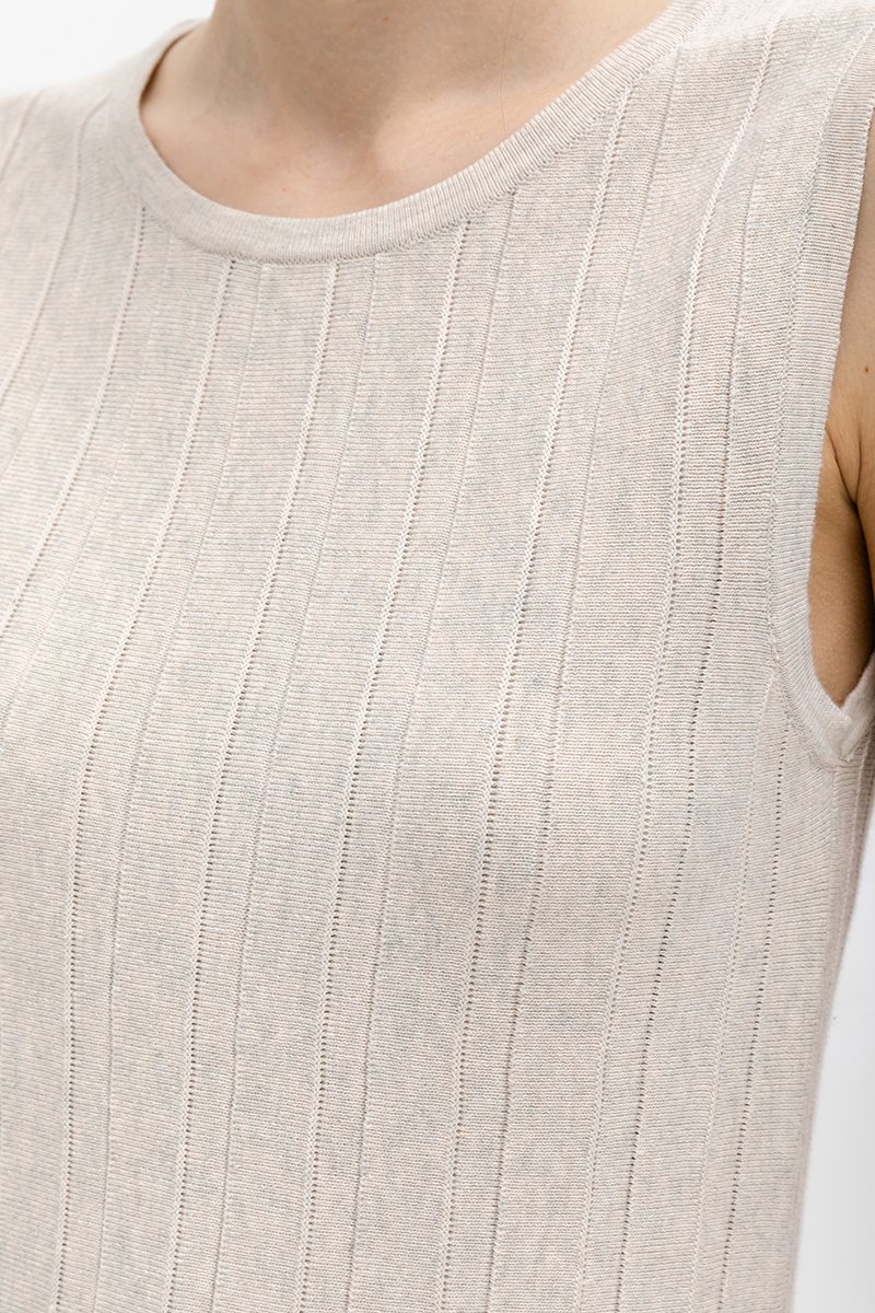 REYNA PLEATED KNIT SLEEVELESS TOP