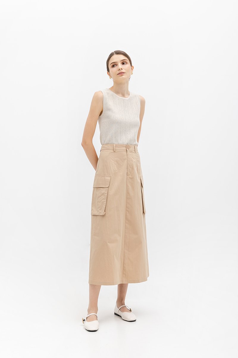 REYNA PLEATED KNIT SLEEVELESS TOP