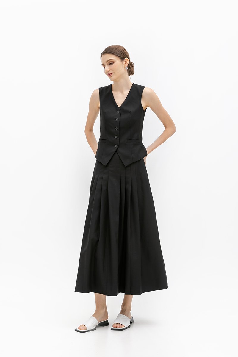 MARIELLE PLEATED FLARE SKIRT