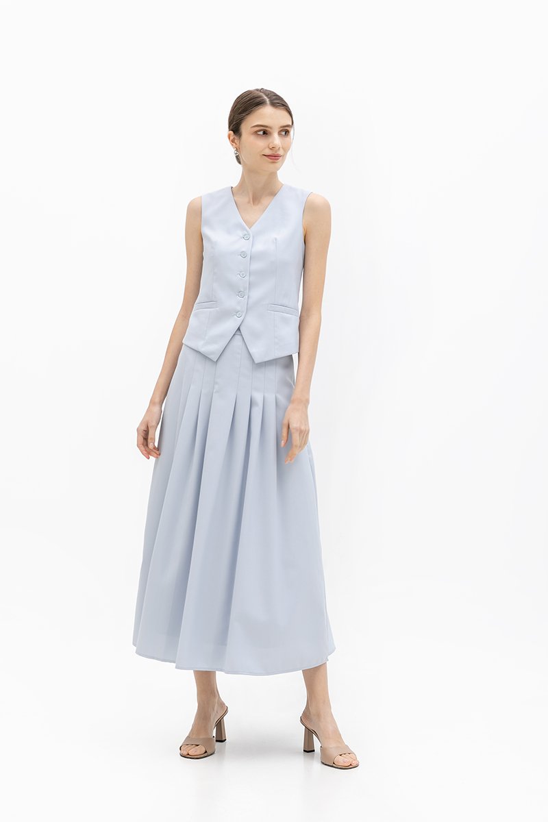 MARIELLE PLEATED FLARE SKIRT